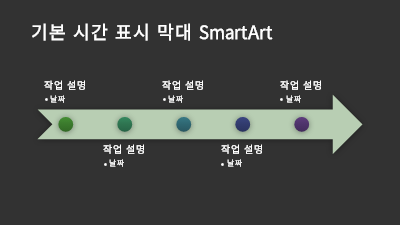 다이어그램|기본 시간 표시 막대 SmartArt(진한 회색 바탕에 흰색), 와이드스크린 다이어그램|기본 시간 표시 막대 SmartArt(진한 회색 바탕에 흰색), 와이드스크린